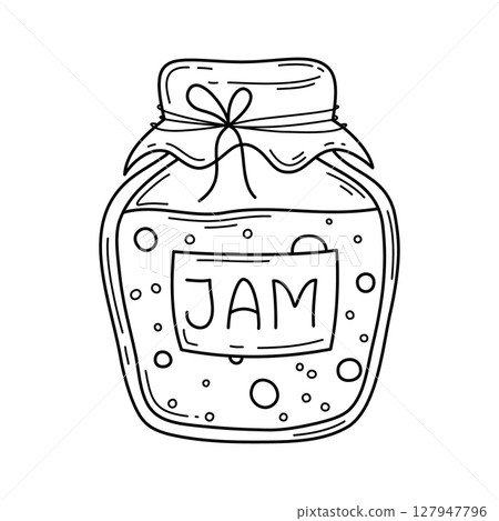 Jar of jam outline illustration 127947796