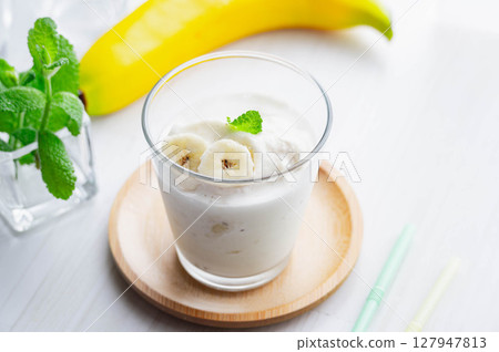Homemade banana smoothie Homemade banana smoothie 127947813