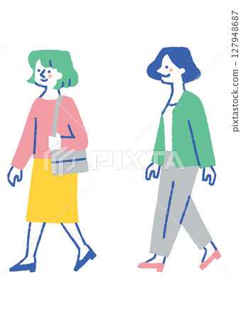 走在商業區的女上班族_顏色 127948687