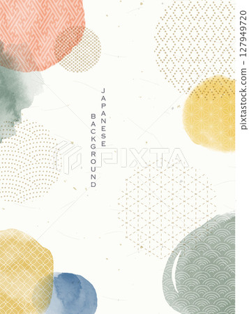 Watercolor and Japanese pattern background design Watercolor and Japanese pattern background design 127949720