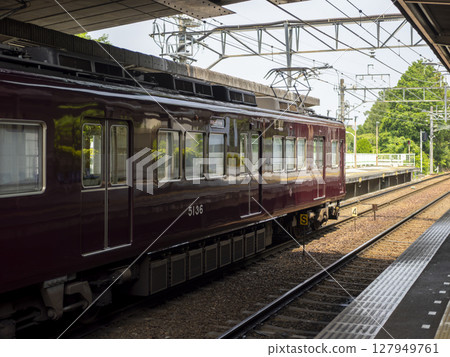 Nose Electric Railway train stopped at the station Nose Electric Railway train stopped at the station 127949761