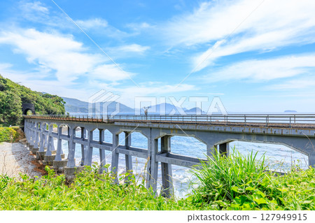 初夏的山口縣阿布郡總合川橋 初夏的山口縣阿布郡總合川橋 127949915
