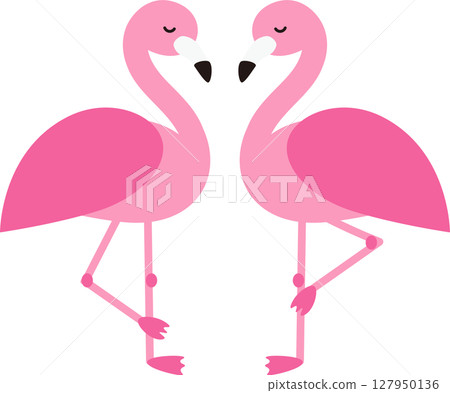 火烈鳥面對面的插圖素材 火烈鳥面對面的插圖素材 127950136