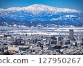 Yamagata city and the snow-white Mount Gassan 127950267