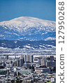 Yamagata city and the snow-white Mount Gassan 127950268
