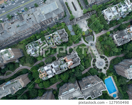 Aerial view of landscape in Chengdu city, China 127950498