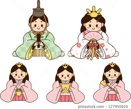The Emperor and Empress and their three ladies-in-waiting 127950820