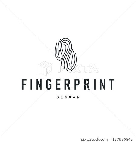 simple minimalist fingerprint logo concept as an elegant line concept identity, for product brand, businesses or template illustration simple minimalist fingerprint logo concept as an elegant line concept identity, for product brand, businesses or template illustration 127950842