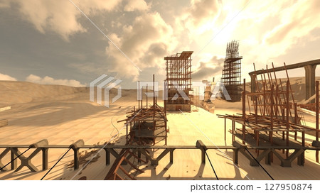 Desert fortress ruins 127950874