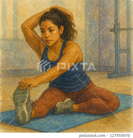 水彩風格女性伸展運動、健身中心柔軟度訓練、特別設計的健康生活方式視頻 水彩風格女性伸展運動、健身中心柔軟度訓練、特別設計的健康生活方式視頻 127950970