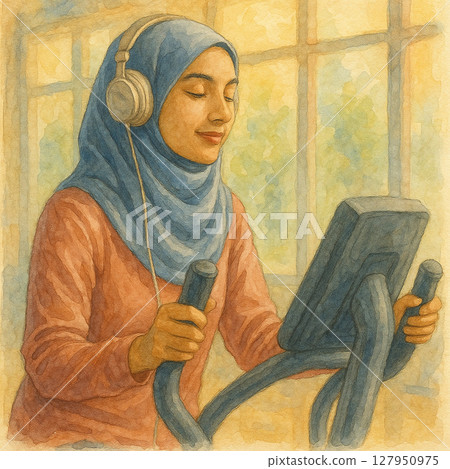 水彩風格頭巾 女性健康設備、耳部設備、運動時間燈、室內健康身體和自我筆記 水彩風格頭巾 女性健康設備、耳部設備、運動時間燈、室內健康身體和自我筆記 127950975