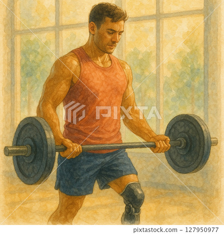 水彩風格義肢男訓練,體能中心保養與力量,挑戰自我終極鍛鍊視頻 水彩風格義肢男訓練,體能中心保養與力量,挑戰自我終極鍛鍊視頻 127950977