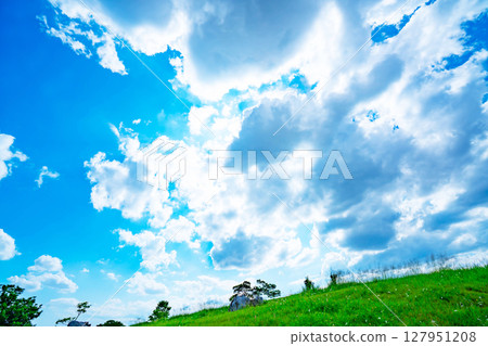 藍天和雲彩和大草原 藍天和雲彩和大草原 127951208