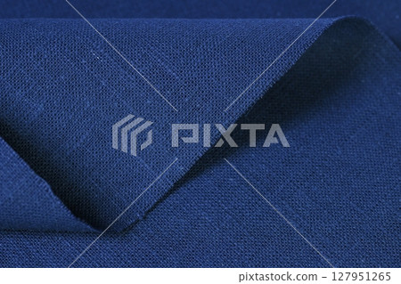 blue hemp viscose natural fabric cloth color, sackcloth rough texture of textile fashion 127951265