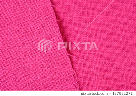 pink hemp viscose natural fabric cloth color, sackcloth rough texture of textile fashion 127951271