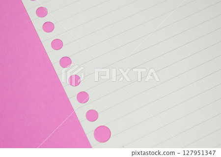 line paper texture on pink background,  blank sheet notebook 127951347