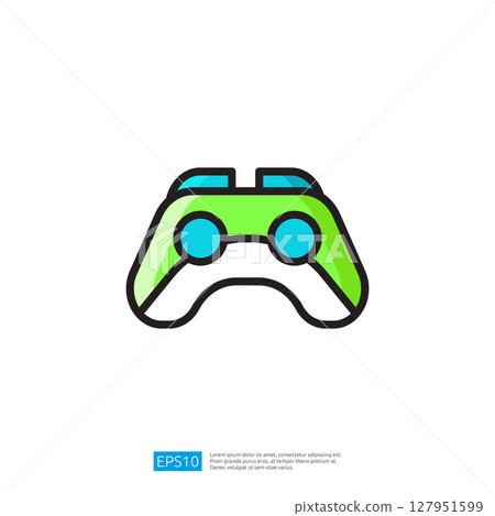 Colorful and Modern Game Controller Design Representing Digital Gaming Culture and Recreational Play 127951599
