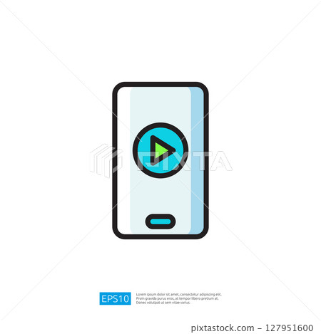 Stylish mobile device with play button for digital media interaction and entertainment in a sleek modern design with vibrant colors and user-friendly interface Stylish mobile device with play button for digital media interaction and entertainment in a sleek modern design with vibrant colors and user-friendly interface 127951600