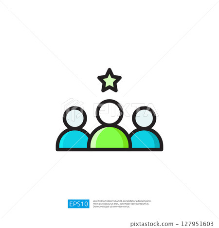 Diverse group of individuals standing together with a shining star above their heads symbolizing unity and celebration of shared achievements in a vibrant community setting Diverse group of individuals standing together with a shining star above their heads symbolizing unity and celebration of shared achievements in a vibrant community setting 127951603