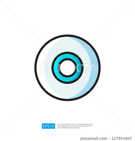 Stylized circular icon featuring a vibrant turquoise center surrounded by a smooth white outer ring in a minimalist modern design suitable for digital applications Stylized circular icon featuring a vibrant turquoise center surrounded by a smooth white outer ring in a minimalist modern design suitable for digital applications 127951607