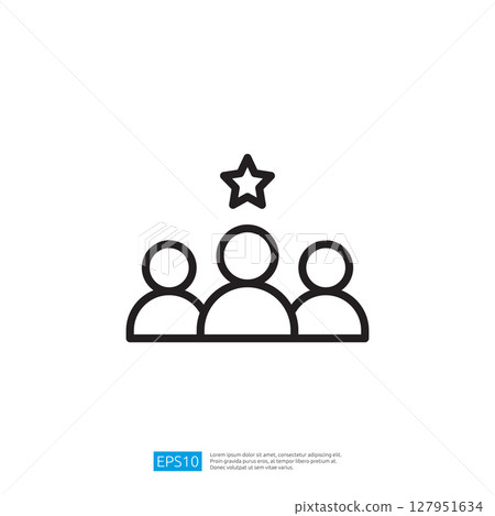Iconographic representation of a group of people celebrating success with a star symbolizing achievement and teamwork in collaborative environments and community dynamics Iconographic representation of a group of people celebrating success with a star symbolizing achievement and teamwork in collaborative environments and community dynamics 127951634