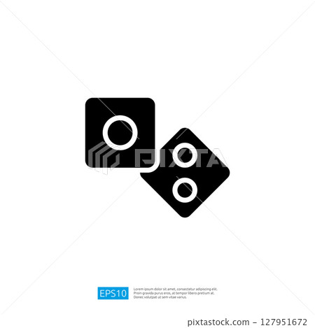 Two black dice showing different numbers creating a feeling of chance and excitement in a simple yet engaging design suitable for any gaming context 127951672