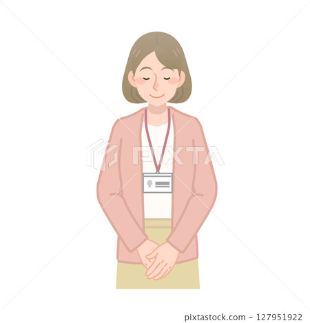Vector illustration of a female employee bowing 127951922