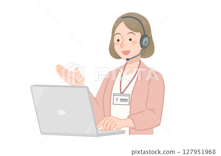 Female employees attending online meetings Female employees attending online meetings 127951968