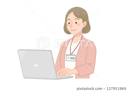 Female employee using a laptop Female employee using a laptop 127951969