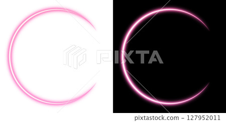 Pink neon light ring effect (transparent and black background) 127952011