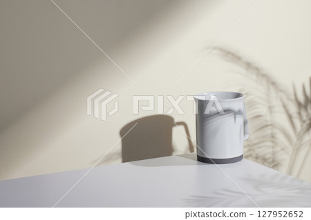 Minimal Aesthetic Beverages in Natural Light with Greenery. 127952652