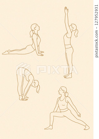 簡單的瑜珈姿勢線條插圖 | 簡單的瑜珈姿勢線條插圖 127952931