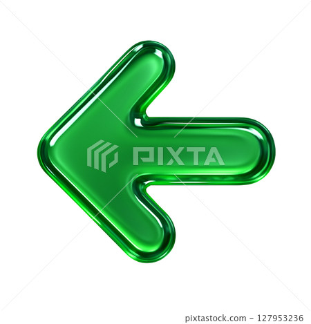 光澤的綠色左箭頭圖示、3D 玻璃左箭頭、淺綠色左標誌 光澤的綠色左箭頭圖示、3D 玻璃左箭頭、淺綠色左標誌 127953236