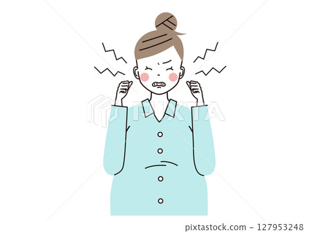 煩躁的孕婦插圖(上半身) 煩躁的孕婦插圖(上半身) 127953248