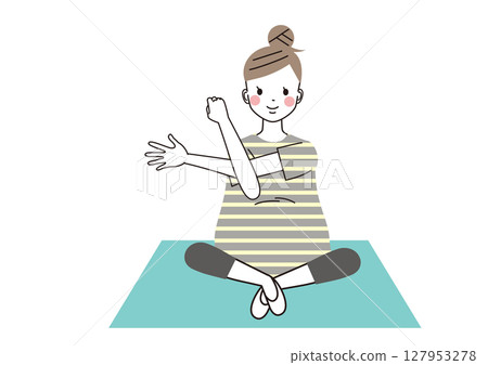 Maternity yoga: Illustration of a pregnant woman doing yoga Maternity yoga: Illustration of a pregnant woman doing yoga 127953278