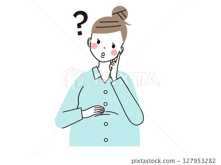孕婦疑惑的插圖（上半身） 127953282