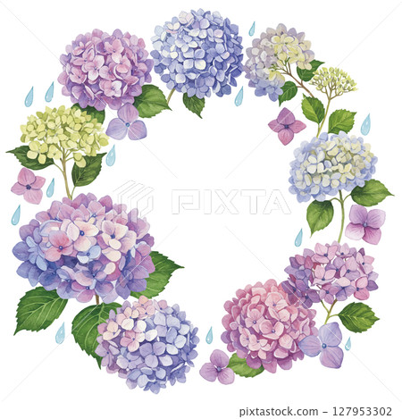 水彩風格繡球花框架 水彩風格繡球花框架 127953302