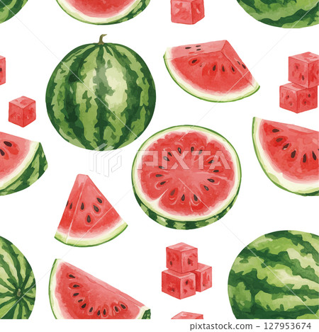 Watercolor style watermelon pattern 127953674