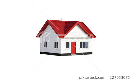 Small 3D model house on white background. Small 3D model house on white background. 127953675
