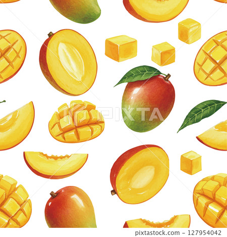 水彩風格的芒果圖案 127954042