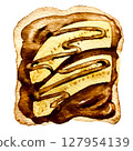 Chocolate banana toast hand-painted watercolor 127954139
