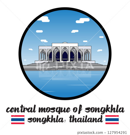 Circle Icon Central mosque of Songkhla. vector illustration 127954291