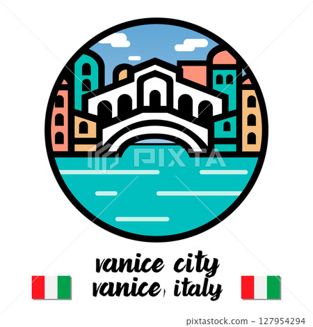 Circle Icon Vanice City. Vector illustration 127954294