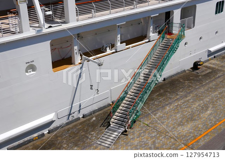 Gangway of a docked cruise ship Gangway of a docked cruise ship 127954713