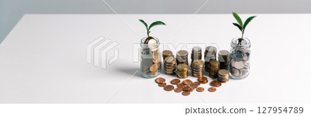 Business concept growth involves strategic financial management money loan investment bank real estate economic development encourage save buy home car education income stack investment economy return 127954789