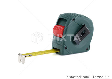 A close-up of a tape measure, perfect for construction projects and accurate measurements. 127954996