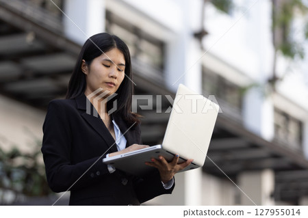 Future remote work combines technology smart phone digital business woman enable e-learning productivity while travel blend comfort modern devices serenity computer equipment connection online world Future remote work combines technology smart phone digital business woman enable e-learning productivity while travel blend comfort modern devices serenity computer equipment connection online world 127955014