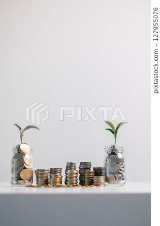 Business concept growth involves strategic financial management money loan investment bank real estate economic development encourage save buy home car education income stack investment economy return 127955076