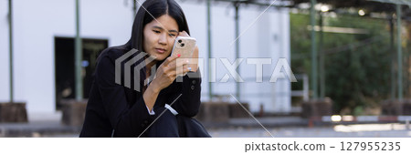 Future remote work combines technology smart phone digital business woman enable e-learning productivity while travel blend comfort modern devices serenity computer equipment connection online world Future remote work combines technology smart phone digital business woman enable e-learning productivity while travel blend comfort modern devices serenity computer equipment connection online world 127955235