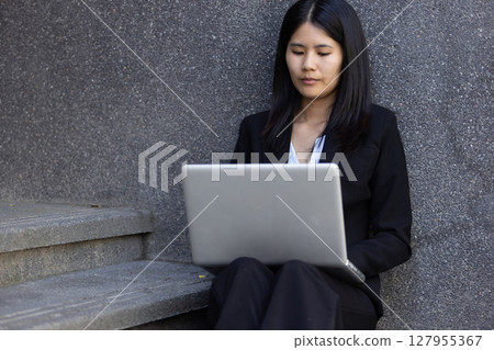 Future remote work combines technology smart phone digital business woman enable e-learning productivity while travel blend comfort modern devices serenity computer equipment connection online world Future remote work combines technology smart phone digital business woman enable e-learning productivity while travel blend comfort modern devices serenity computer equipment connection online world 127955367